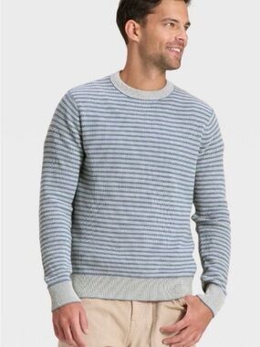Goodfellow & Co Blue and Creme Striped Crewneck Sweater